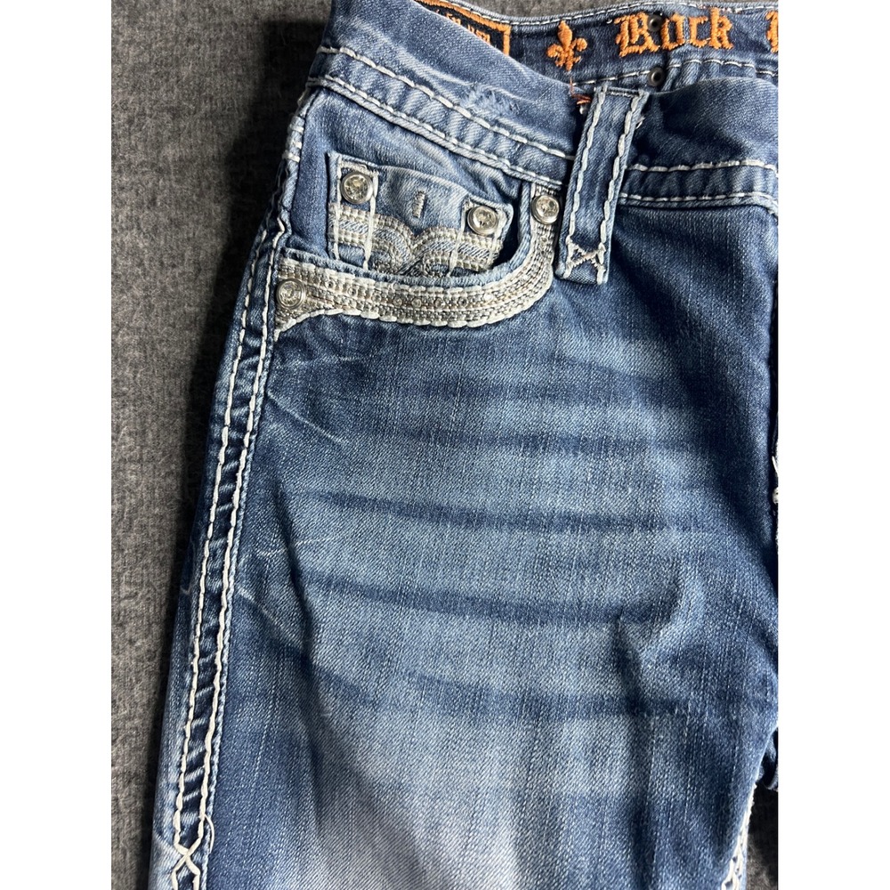 Rock Revival Sherry Mid-Rise Bootcut Jeans Light Wash Distressed Blue Denim 25 - Picture 3 of 16